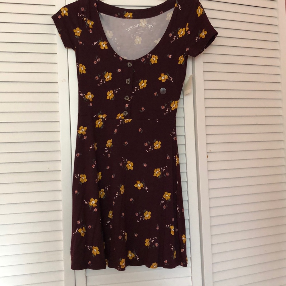 Aeropostale maroon floral dress XS